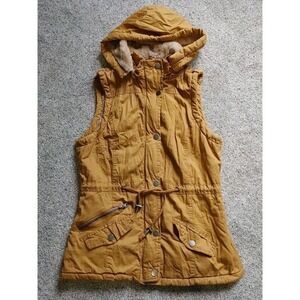 YMI Collection Y2K Women Med Utility Outdoor Faux Fur Lined Hooded Vest Military